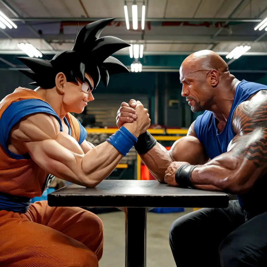 Epic-Arm-Wrestling-Showdown-Between-Goku-and-Dwayne-Johnson