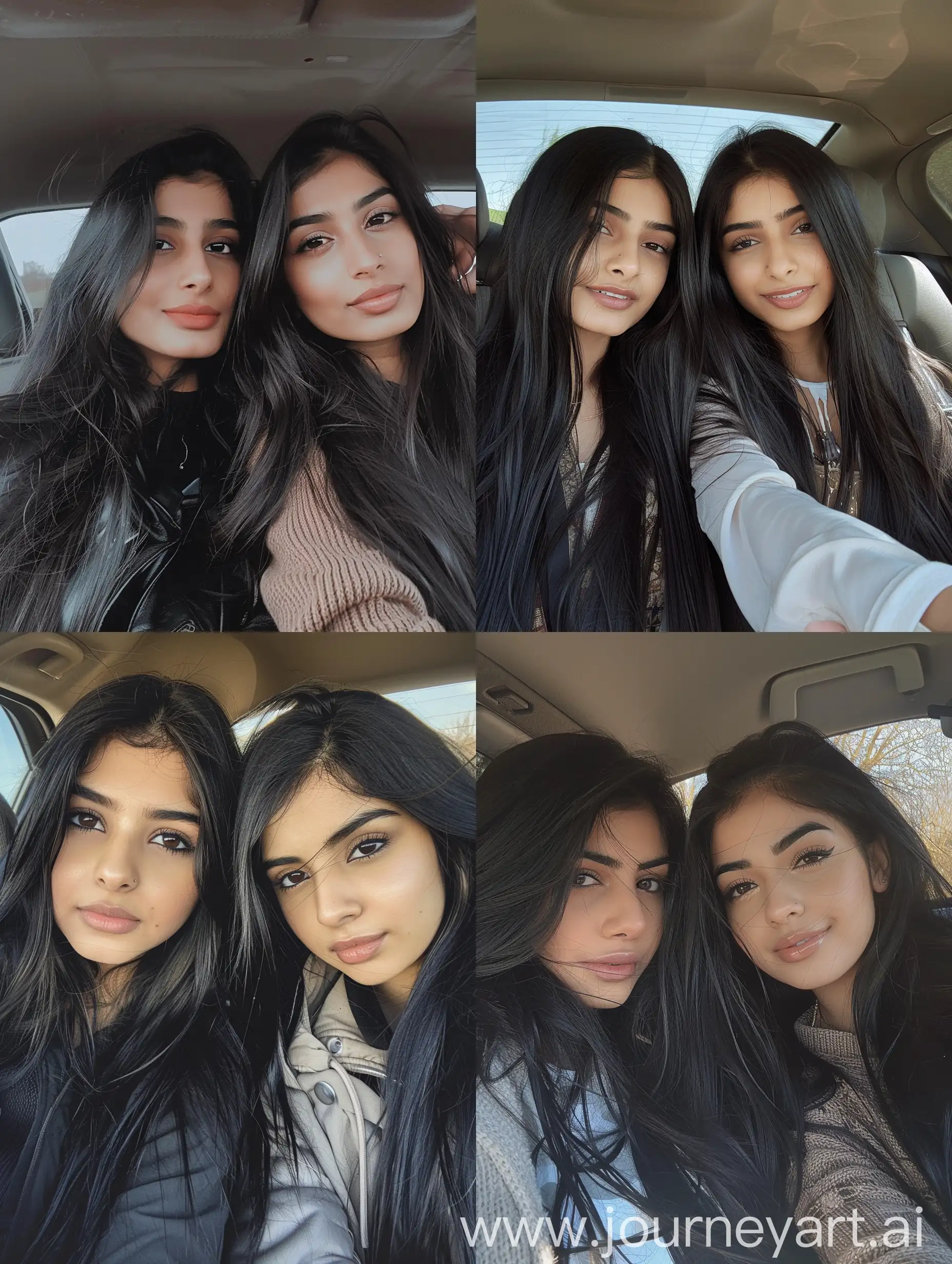Two-British-Pakistani-Girls-Taking-Selfie-in-Car