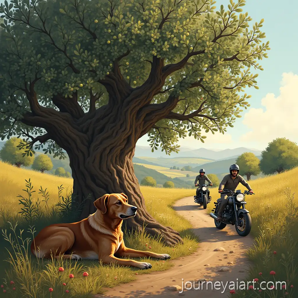 FarmerOlive-tree-farmer-sleeping-Sleeping-Under-Olive-Tree-with-Dog-and-Motorcycles