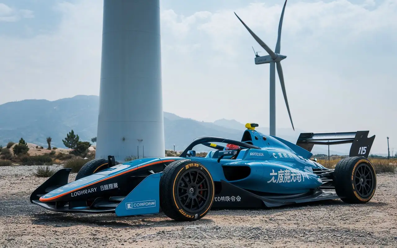 Electric-Formula-Style-Race-Car-with-Windmill-and-Chinese-Text