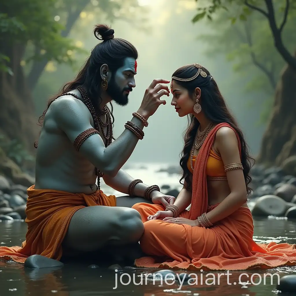 Divine-Moment-Lord-Shiva-Applying-Sindoor-to-Goddess-Parvati