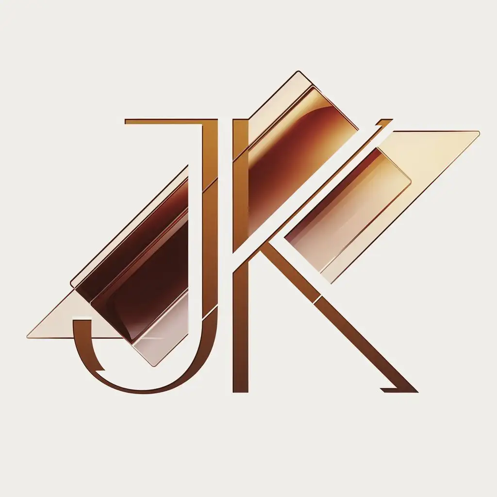 a vector logo design,with the text "jk", main symbol:Design a modern, minimalist logo for the brand "JK" with the tagline "Heart of the Home." The logo should incorporate the initials "JK" in a sleek, clean font, with a subtle representation of acrylic sheets, perhaps through abstract geometric shapes or translucent effects. The design should evoke a sense of warmth and elegance, reflecting its use in kitchen wardrobes, while emphasizing the brand's connection to home and heart. Use soft, inviting colors like light blue or white, with a hint of gloss to represent the acrylic material.,Moderate,clear background