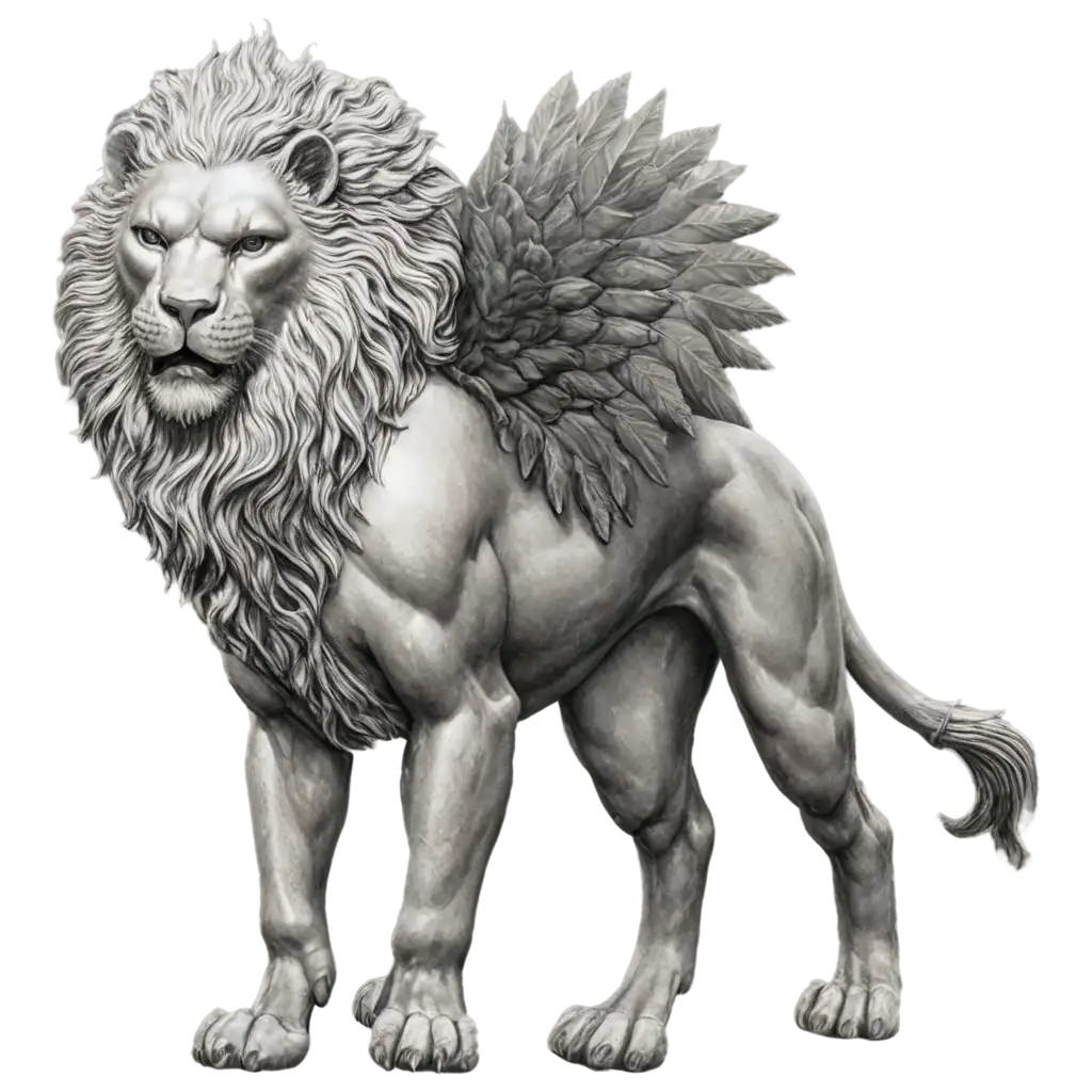 Silver-Glowing-Nemean-Lion-PNG-in-Dan-Hillier-Style-Full-Body-Illustration