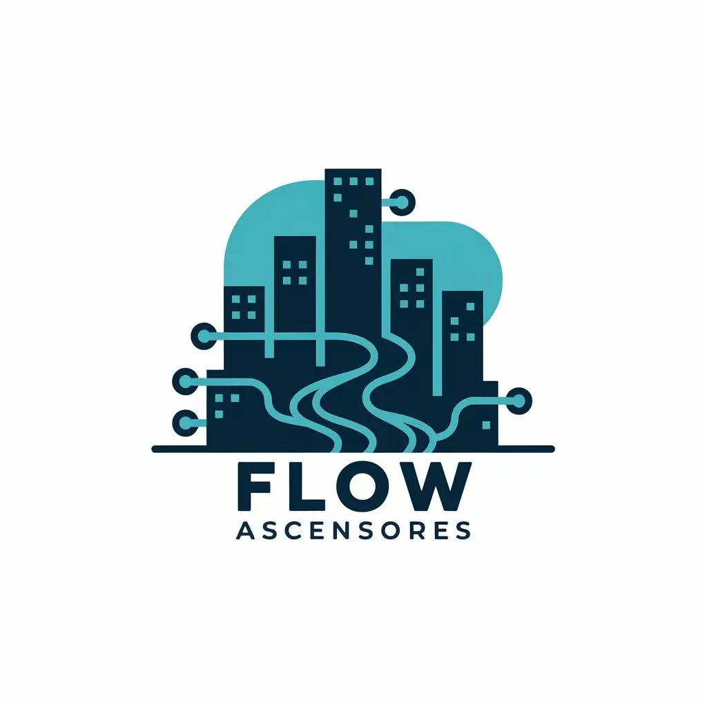 LOGO-Design-for-Flow-Ascensores-Tech-Industry-Vector-with-Ascensor-City-Fluidity-and-Clear-Background