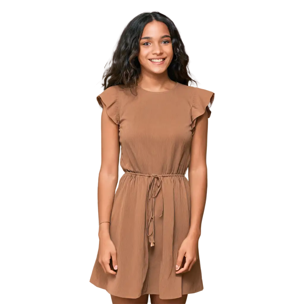 Smiling-Brown-Girl-in-Oversized-Dress-PNG-Image-HighQuality-and-Versatile