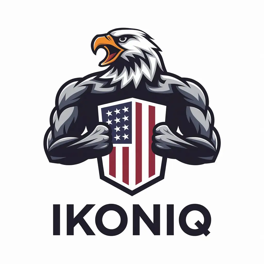 LOGO Design For IKONIQ Screaming Eagle with American Shield in Vector Art