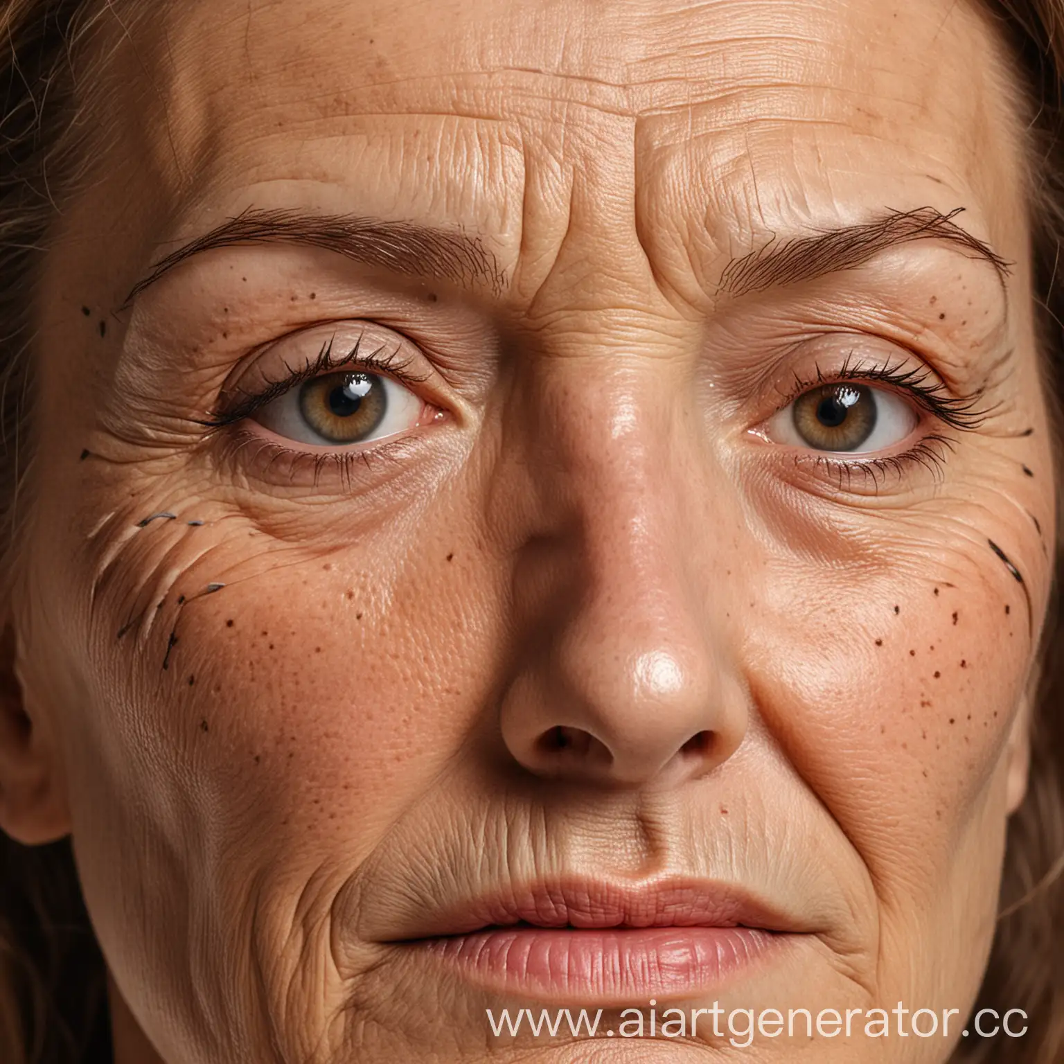 Womans-Face-with-Wrinkles-and-Arrow-Markings-for-Smoothing-Out