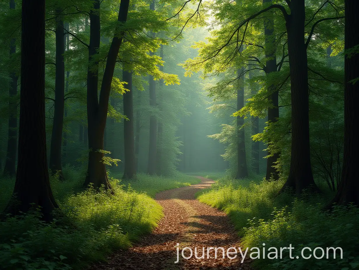 Serene-Forest-Path-Surrounded-by-Lush-Greenery