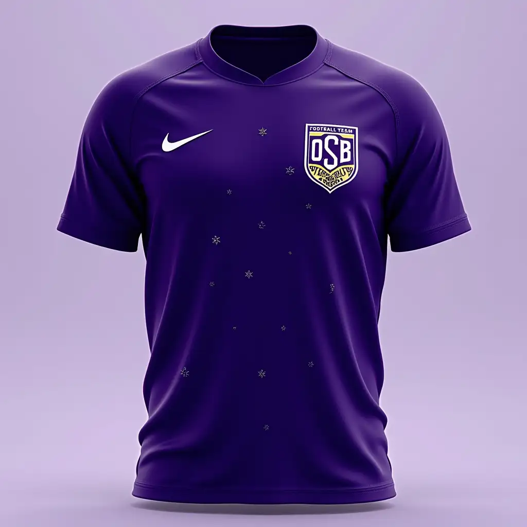 a football jersey, purple color with three thin white drips, a  logo  written OSB FOOTBALL TEAM 