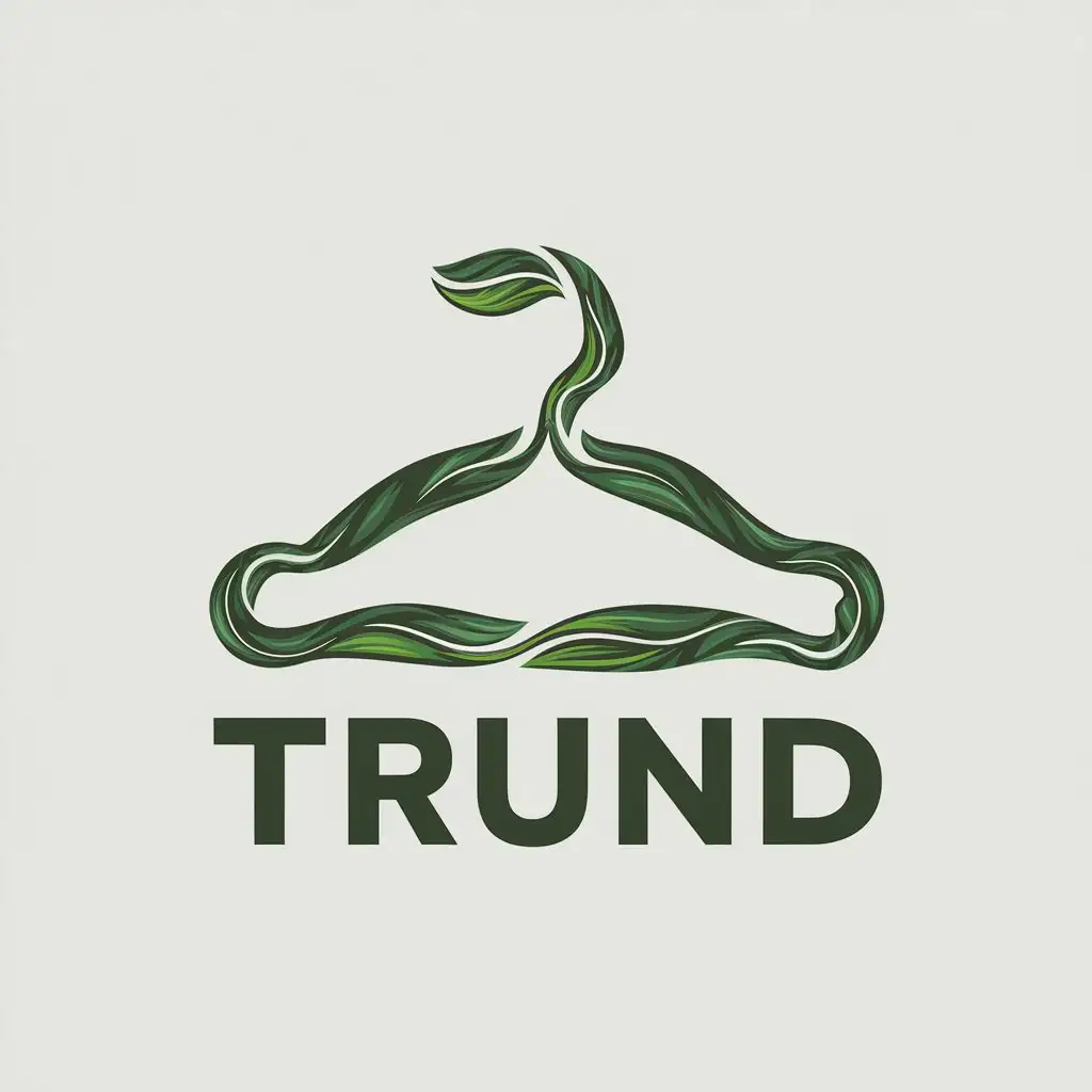 LOGO Design for TRUND EcoFriendly Clothing Brand with Leafy Hanger Symbol