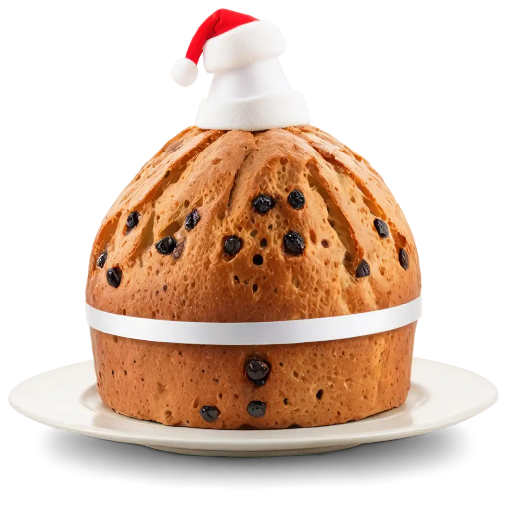 Panettone-with-Christmas-Hat-PNG-Image-Perfect-for-Holiday-Designs