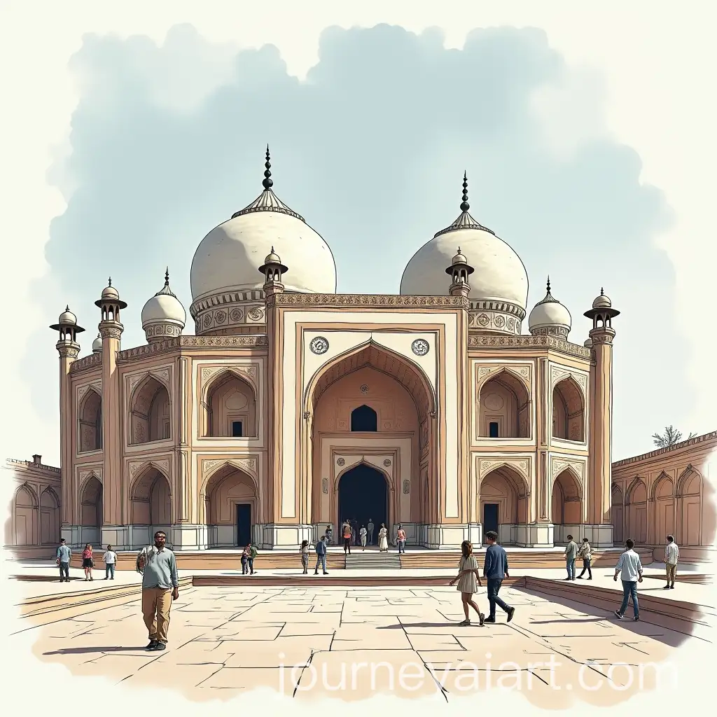 Stunning-Islamic-Palace-with-Twin-Domes-and-Vibrant-Decorations