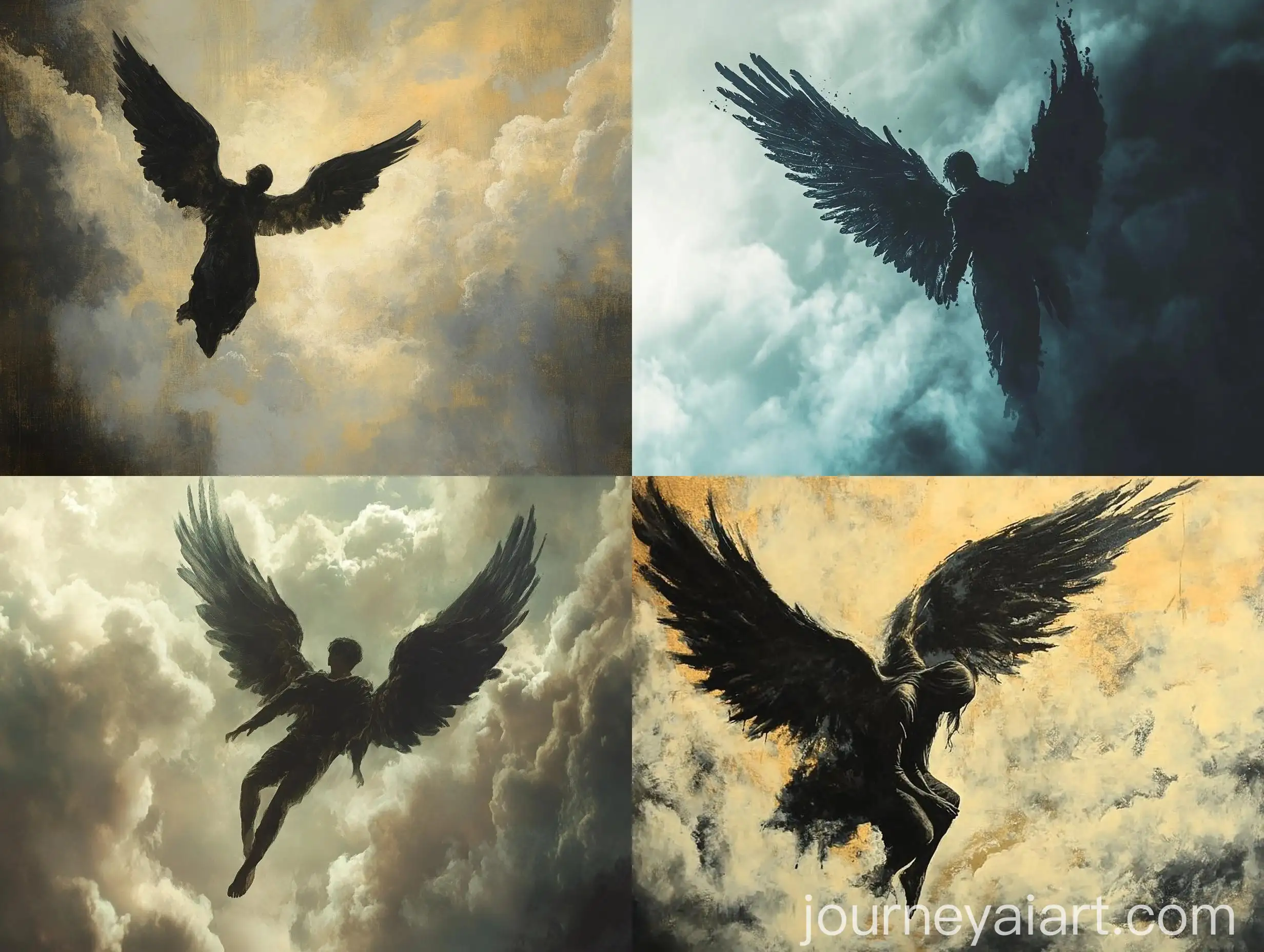 Angel-with-Black-Wings-Falling-from-Clouds