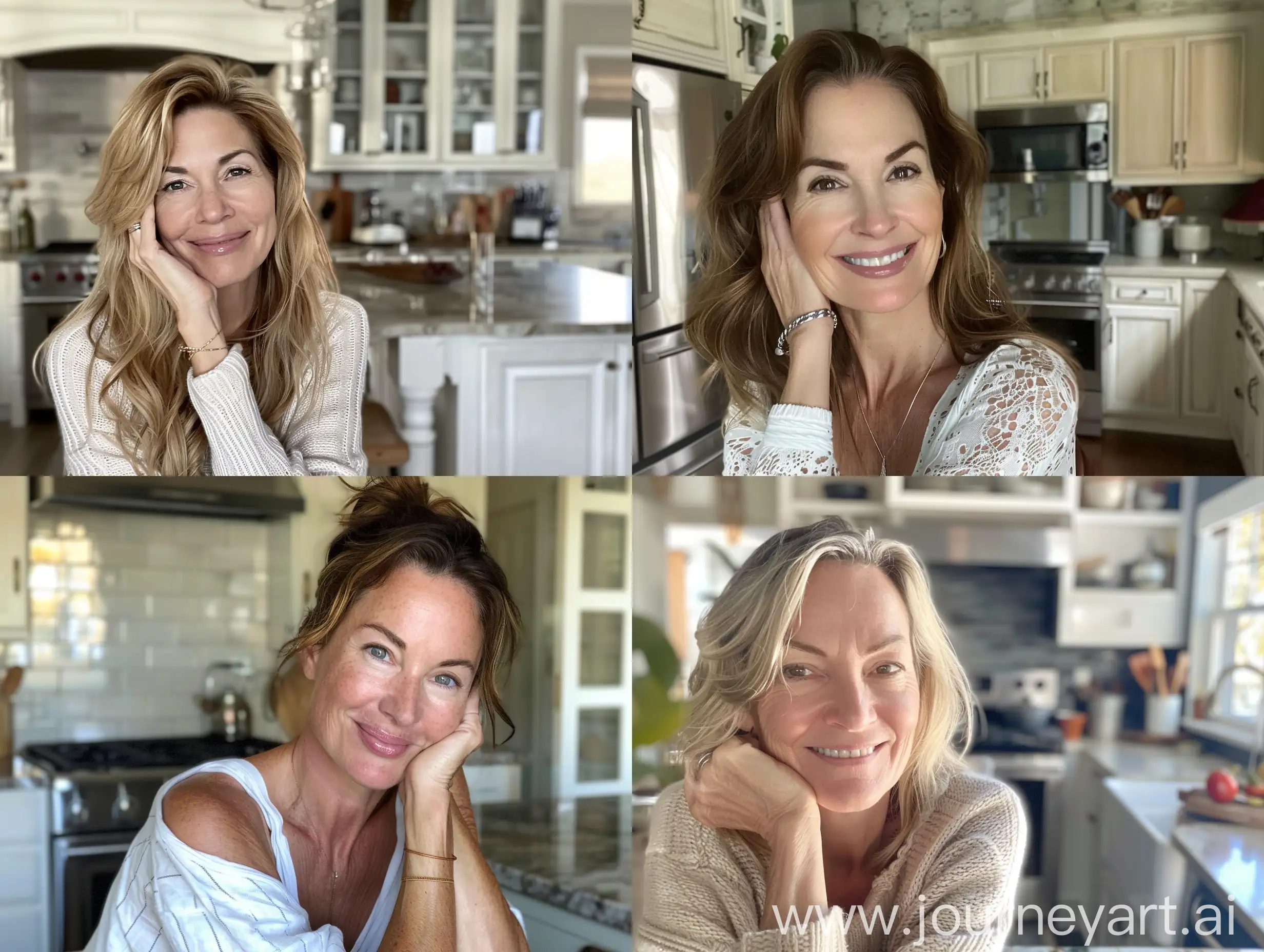 Suburban-White-Mother-Smiling-in-Kitchen-Karen-Style