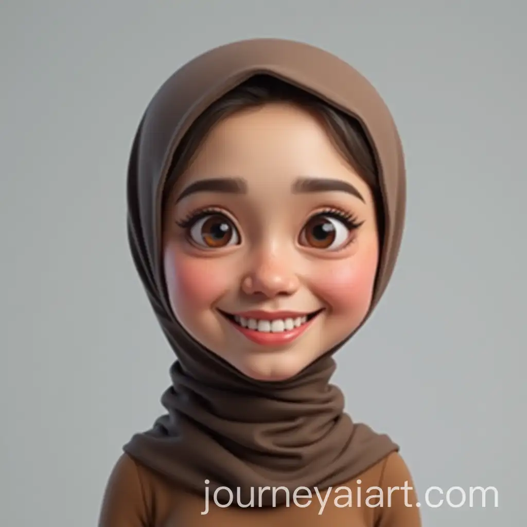 Realistic-3D-Caricature-of-a-Young-Indonesian-Woman-Wearing-Hijab-in-Soft-Photographic-Lighting