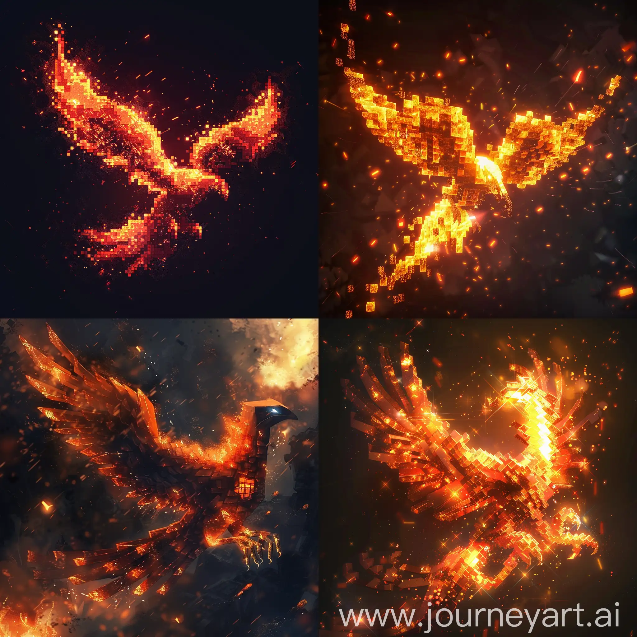 Majestic-Phoenix-in-Flight-Beside-an-Enderman-with-Magical-Effects