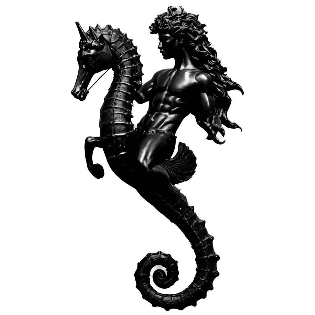 Black-Poseidon-Riding-a-Seahorse-PNG-Stunning-Mythical-Creature-Artwork-in-Transparent-Background