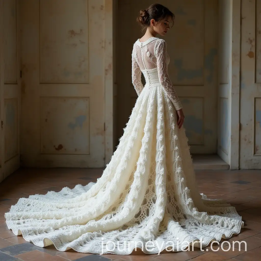 Detailed-Knitted-Wool-Wedding-Dress-with-Long-Train