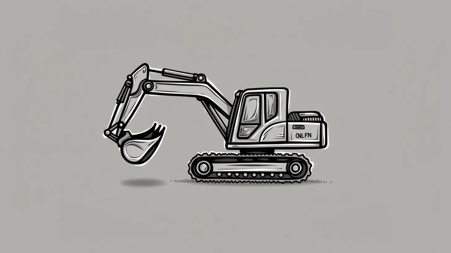 A minimalistic line-art logo featuring only the bucket of a mini excavator.