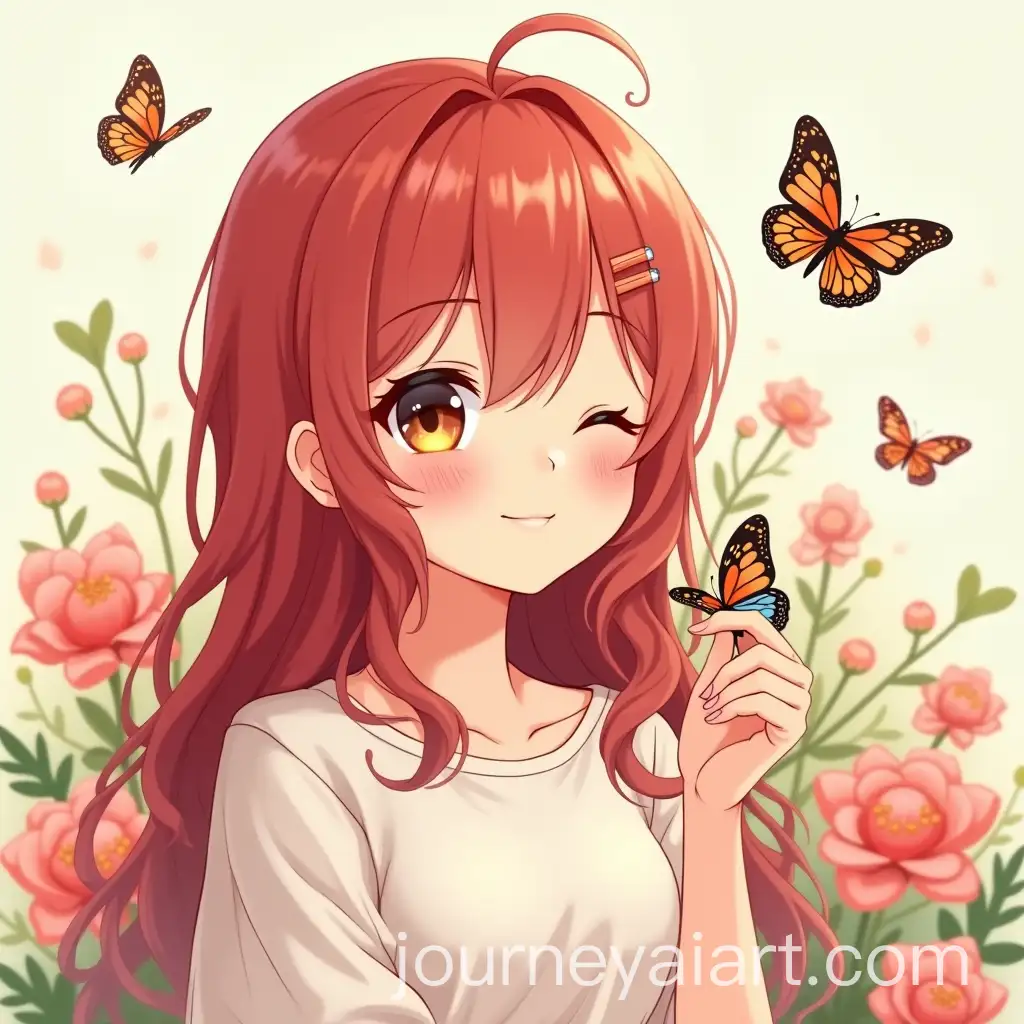 Cheerful-Anime-Girl-Surrounded-by-Flowers-and-Butterflies
