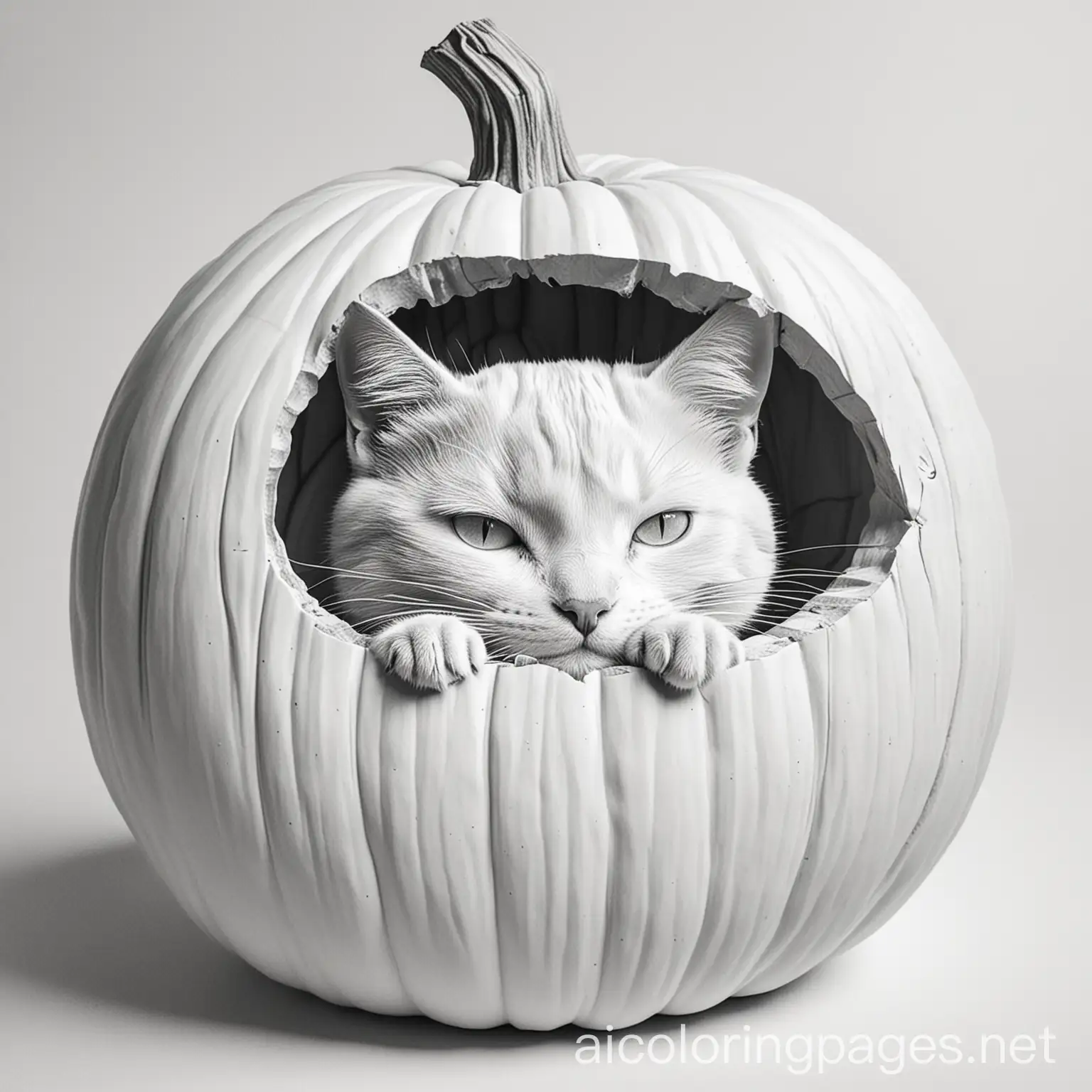 Kids-Coloring-Page-Cat-Napping-in-Carved-Pumpkin