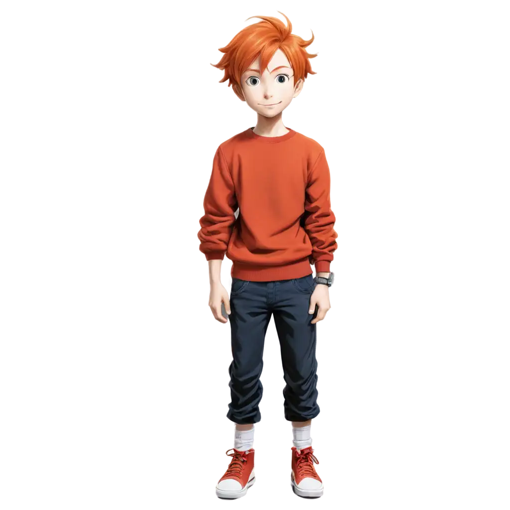 FullBody-PNG-Image-of-a-Boy-with-Red-Sweater-and-Orange-Hair-in-Akira-Toriyama-Style