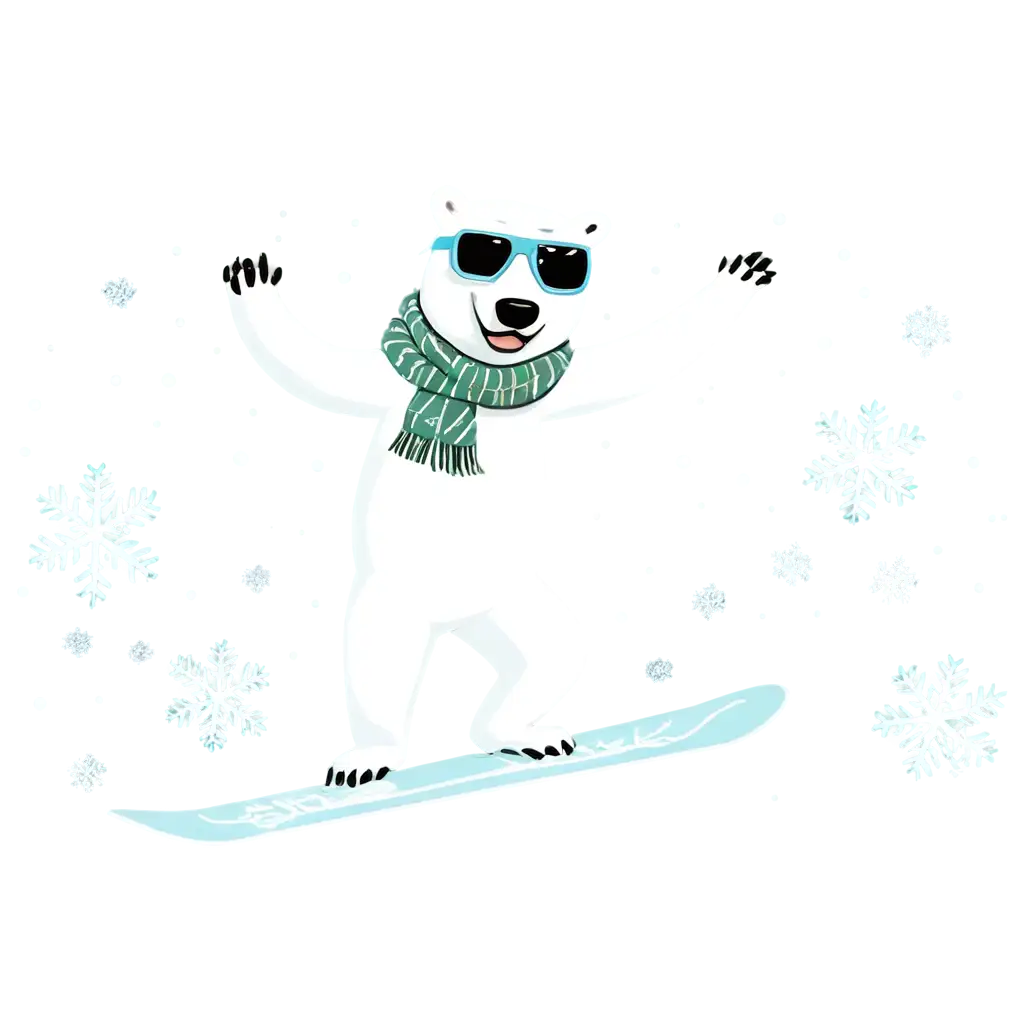 Polar-Bear-Snowboarder-PNG-Sticker-HighQuality-Image-for-WinterThemed-Projects