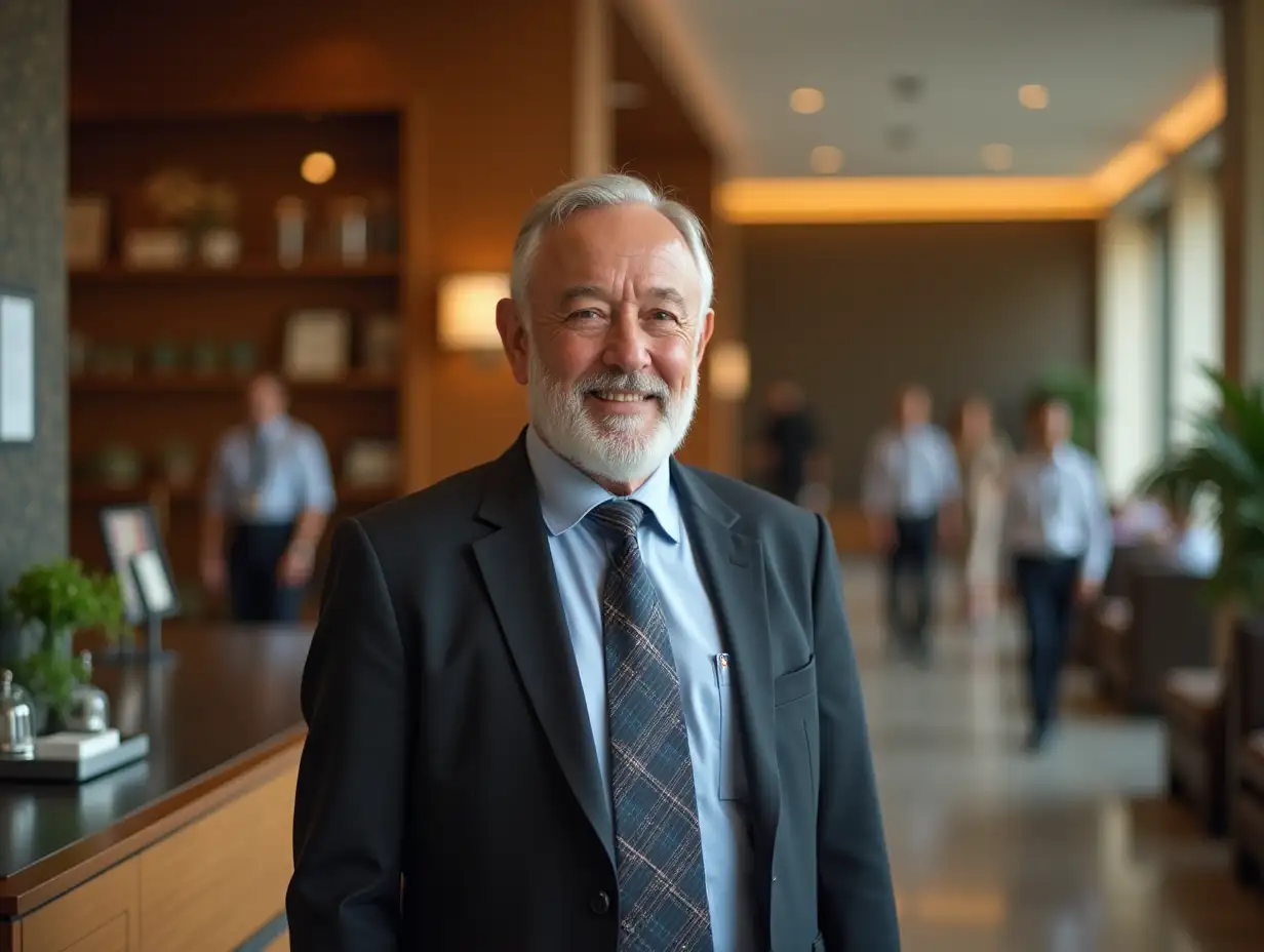 Elderly-Indigenous-Hotel-Manager-Welcoming-Guests-in-Lobby