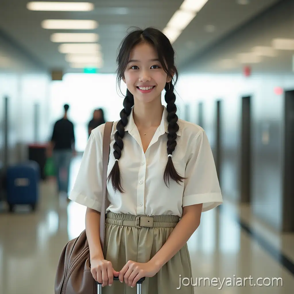 Tired-Asian-University-Girl-with-Braids-Smiling-While-Waiting-for-Elevators
