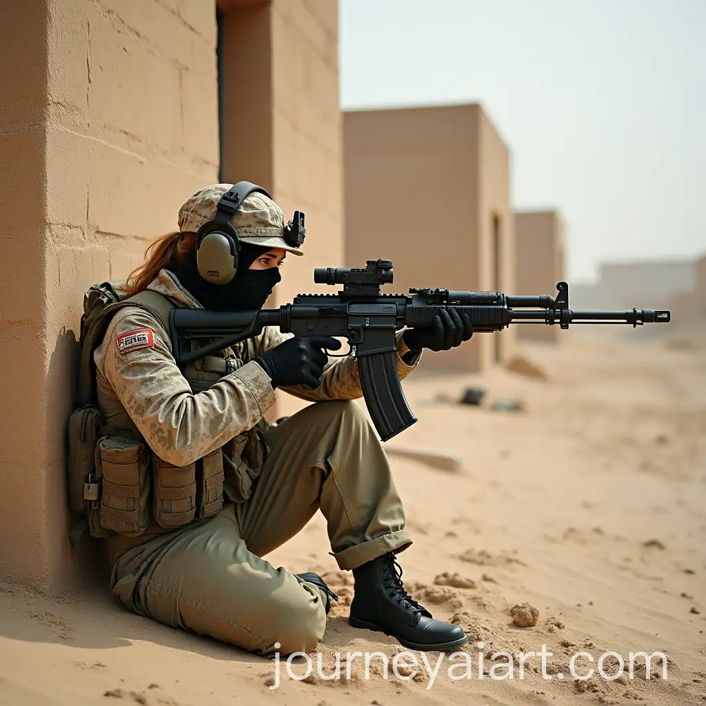 Russian-Female-Military-Captains-in-Tactical-Combat-Gear-Firing-Weapons-in-Desert-Village
