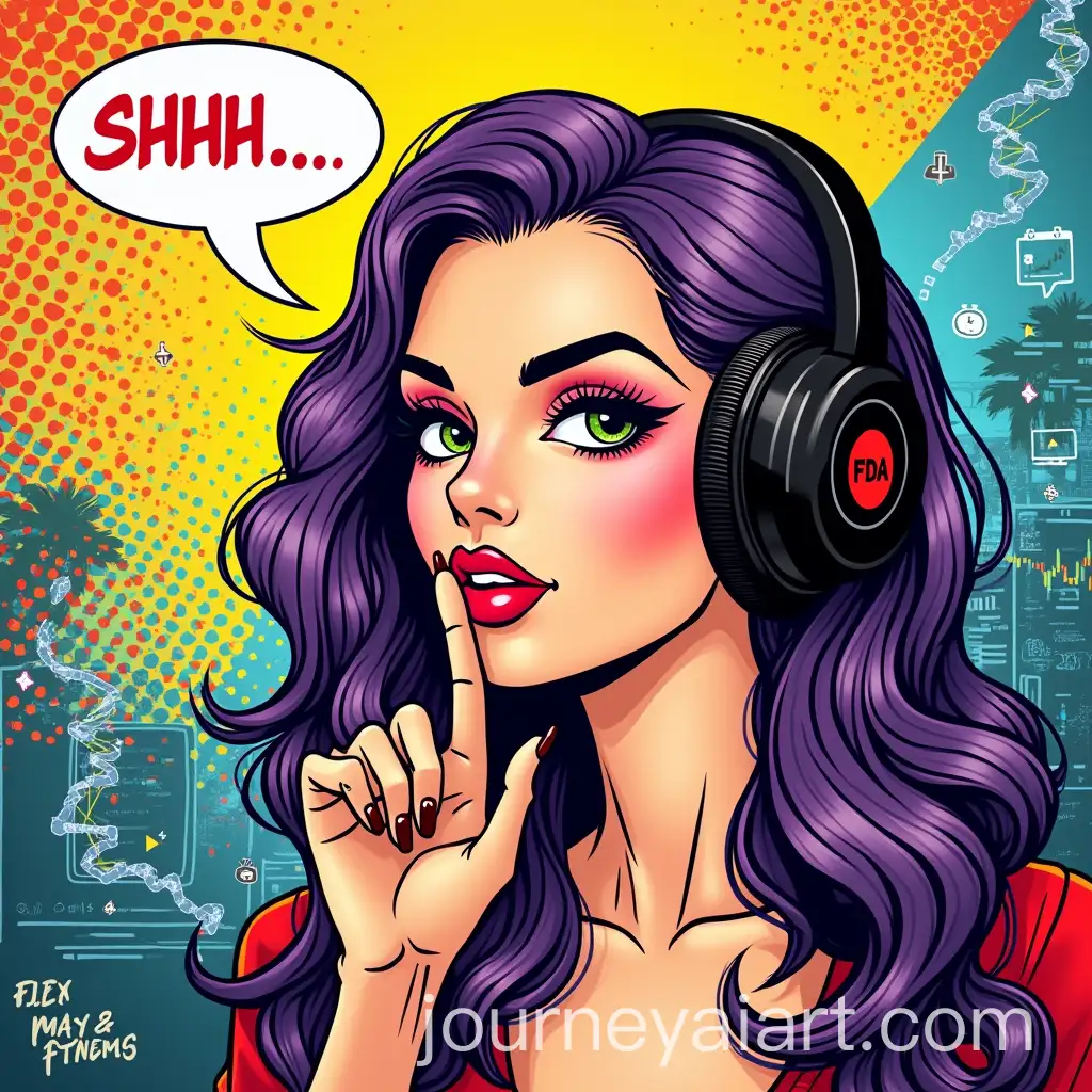 Glamorous-Woman-in-PopArt-Style-with-Futuristic-Headphones-and-HighTech-Bio-Theme