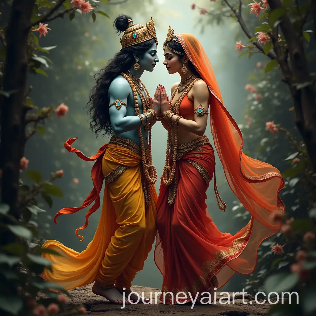 Radha-KrishnaAI-Art-Prompt-Expansion-Love-Pose-in-Mystical-Setting-with-Half-Body-Display