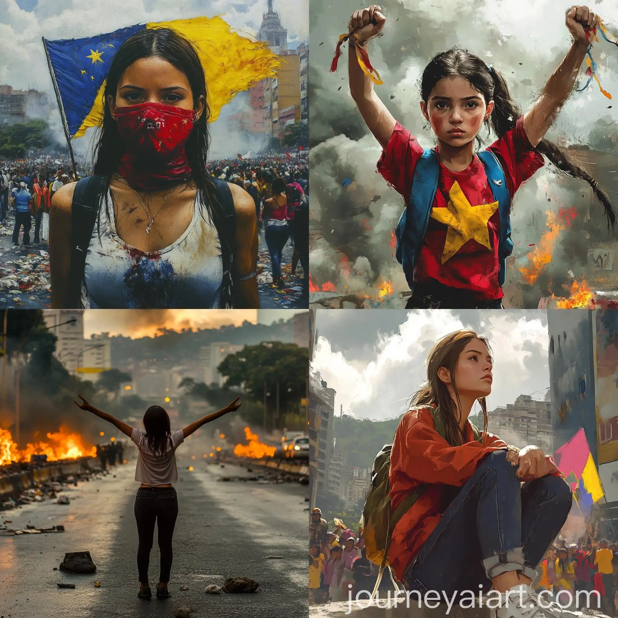 Young-Girl-Protester-in-Venezuela-Demonstrates-for-Democracy