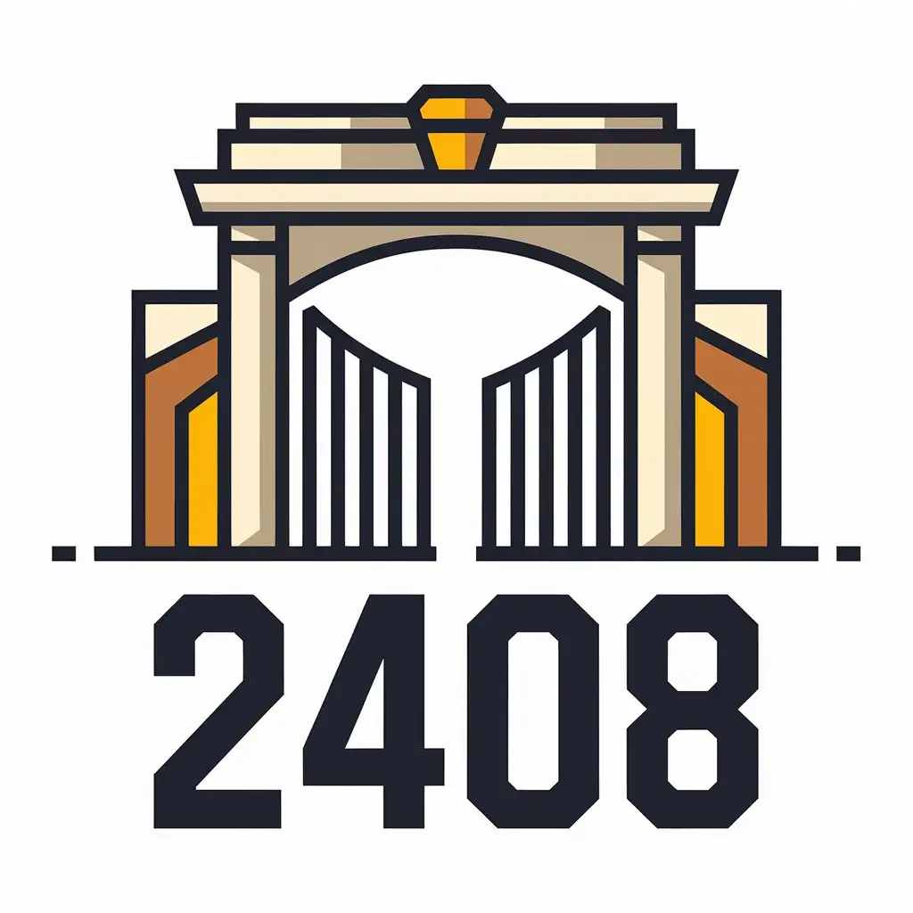 a vector logo design,with the text "2408", main symbol:city gate,Moderate,be used in Education industry,clear background