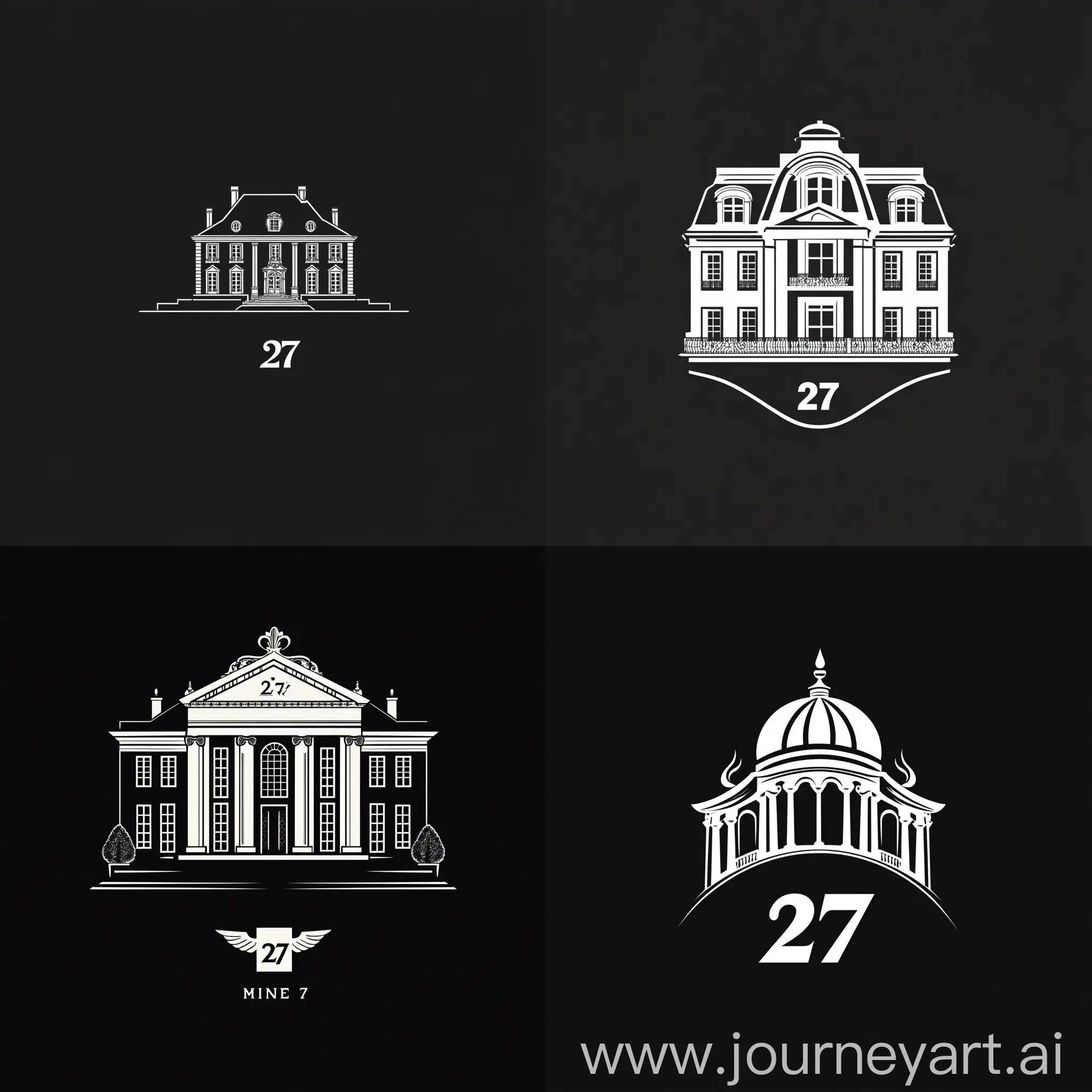 Stylized-Classical-Mansion-Logo-in-Black-and-White