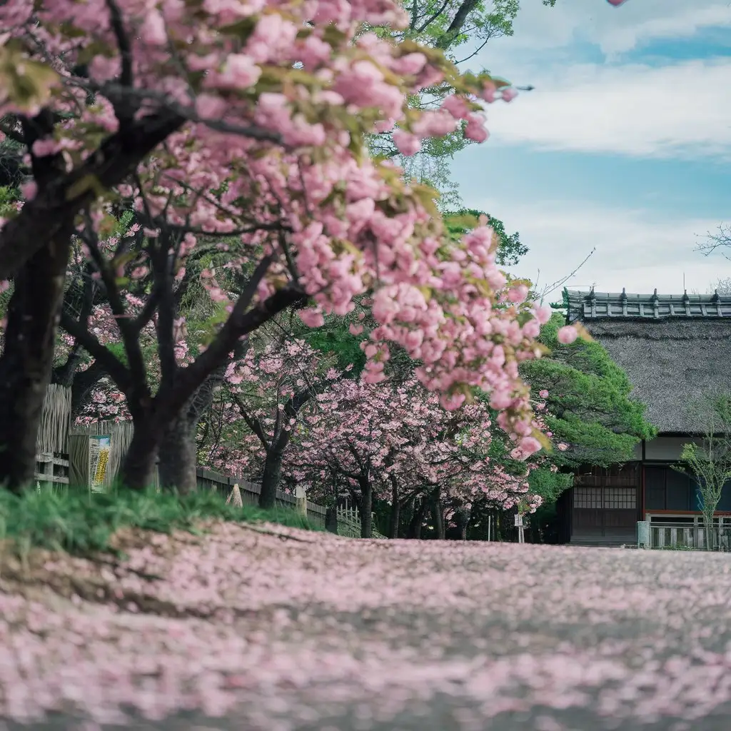 Vibrant Outdoor Spring Scene with Blooming Flowers and Clear Skies