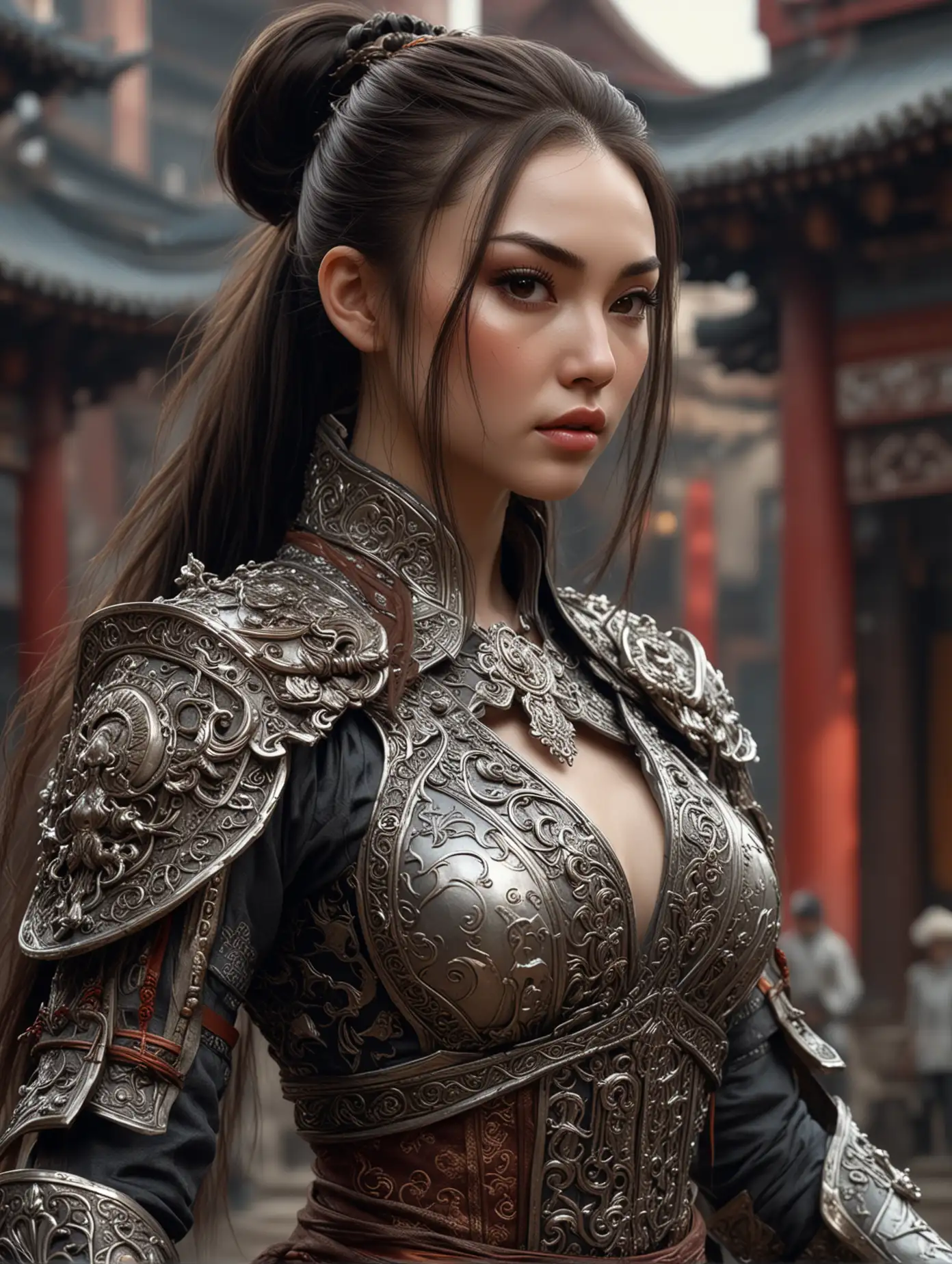 Surreal-Chinese-Warrior-Woman-with-Ornate-Armor-and-Sword