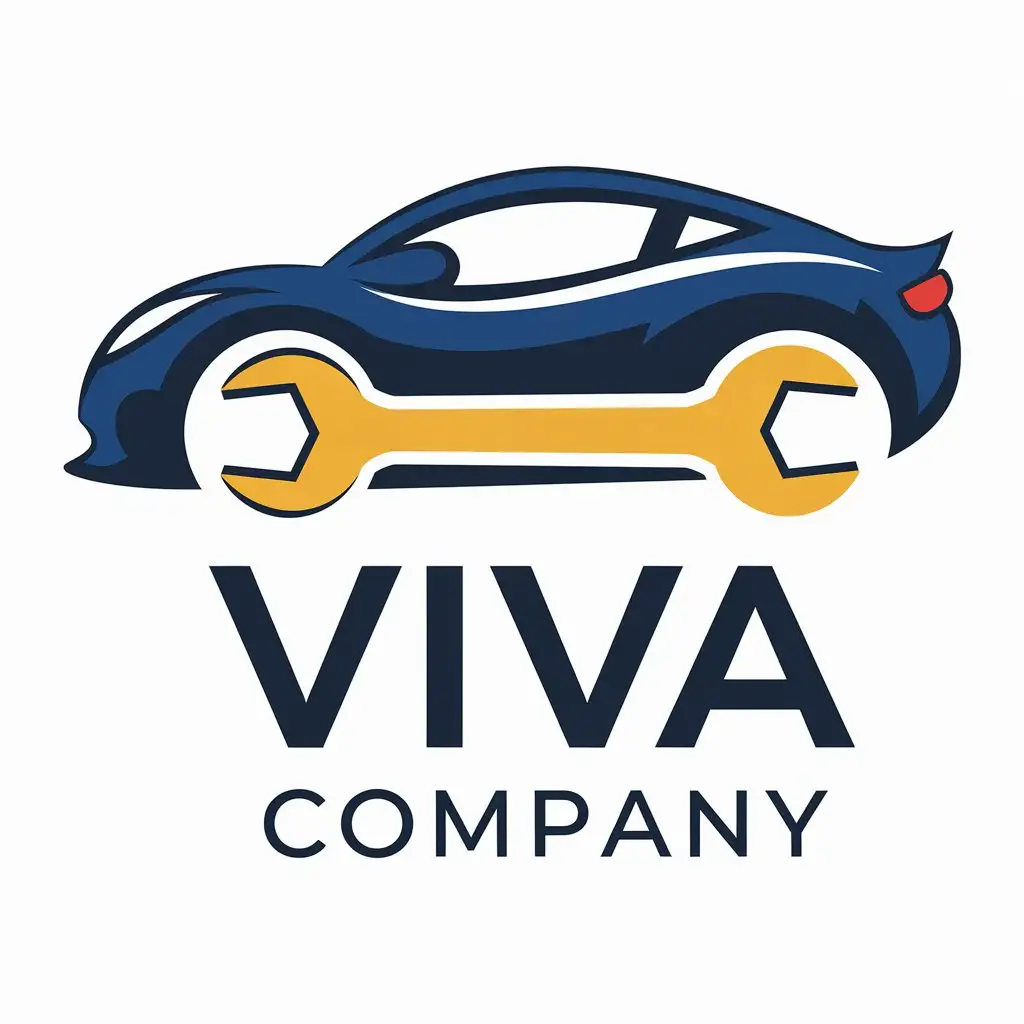 a vector logo design,with the text "Viva Company", main symbol:Car, car wrench,Moderate,be used in car repair and sale industry,clear background