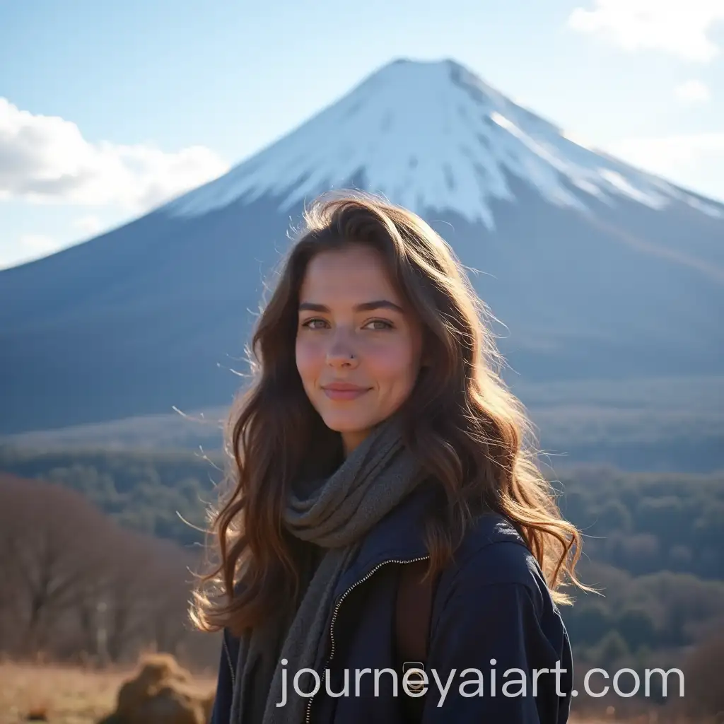 Brunette-European-Woman-Poses-at-Mount-Fuji-Portrait-Photography