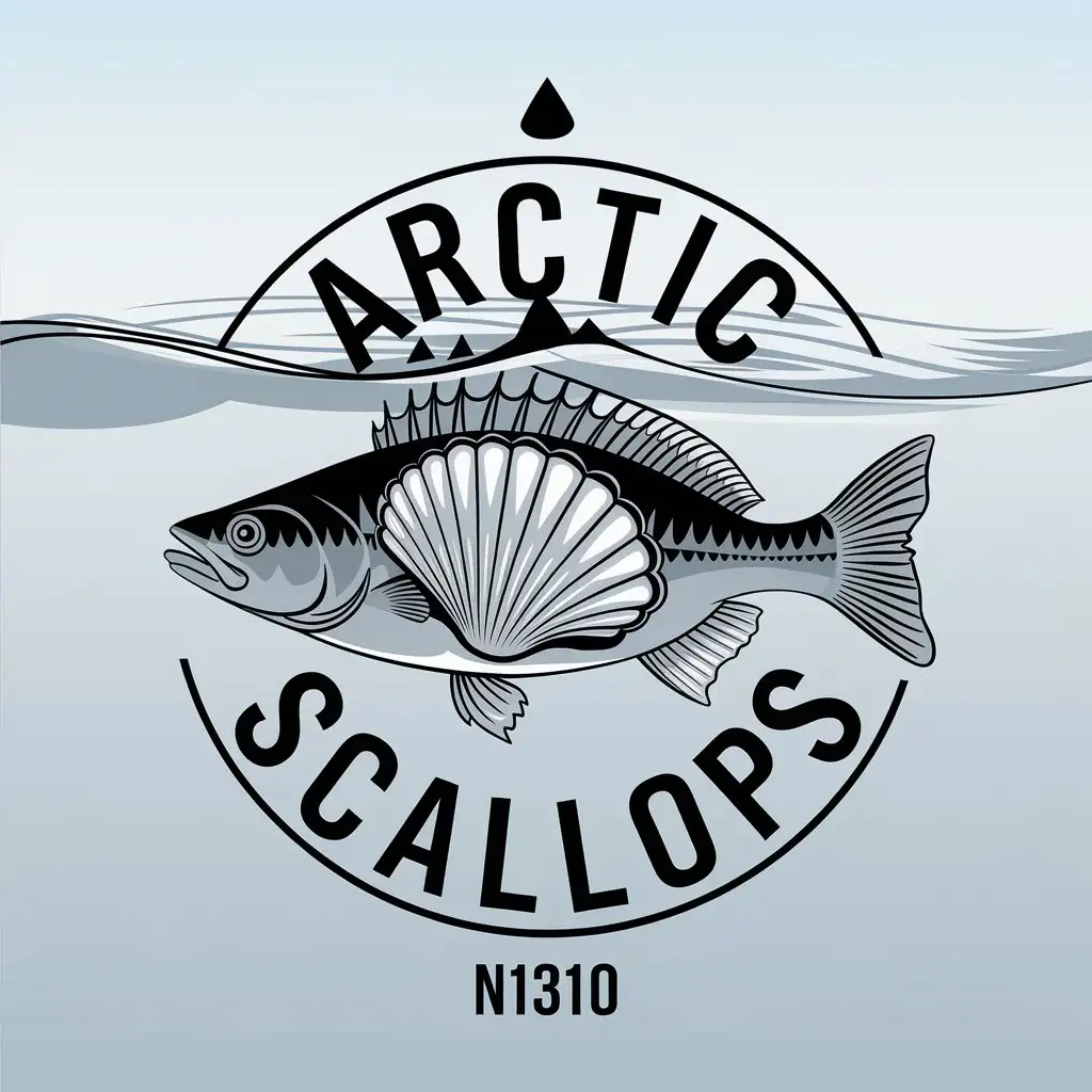 LOGO Design For Arctic Scallops N1310 Fish and Scallop Vector Logo on Clear Background