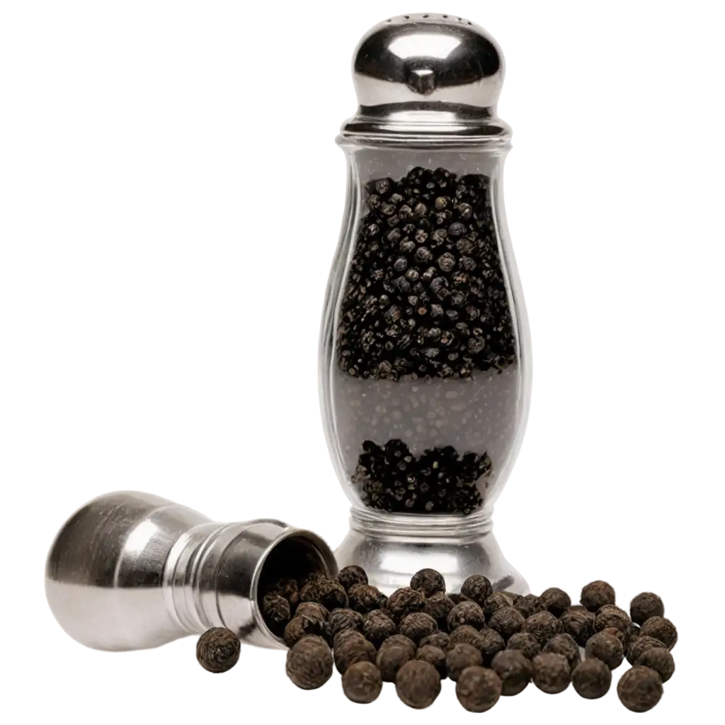 HighQuality-PNG-Image-of-Black-Pepper-in-a-Pepper-Shaker-and-Pepper-Balls