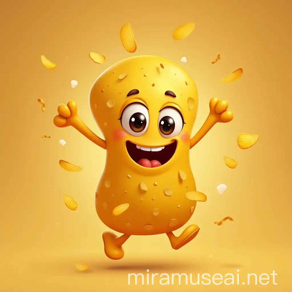 Cheerful Potato Chip Mascot Spreading Energy