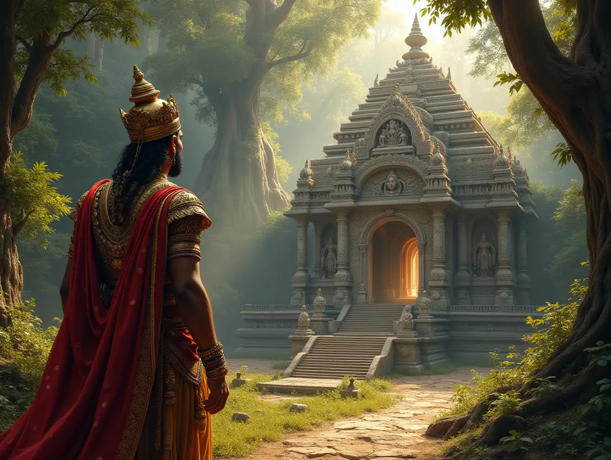 Ancient-Hindu-King-Gazing-at-Divine-Temple-in-Mystical-Forest