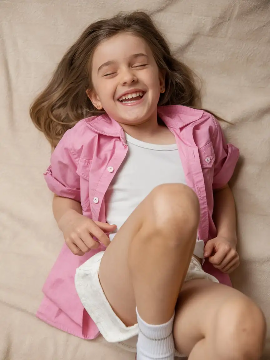 Young-Girl-Laughing-on-a-Giant-Pillow-in-Playful-Attire