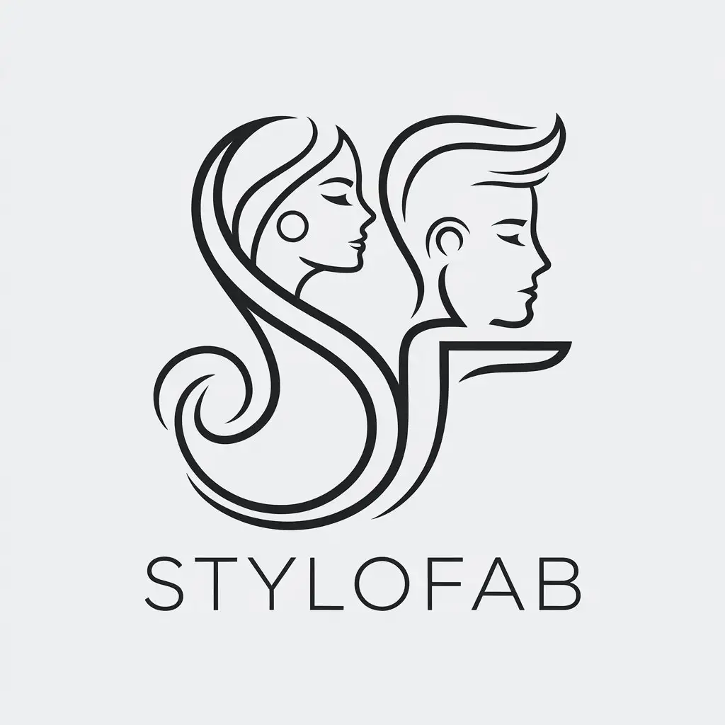 LOGO Design for StyloFab Minimalistic Line Art with S F Combination for Beauty Spa Industry