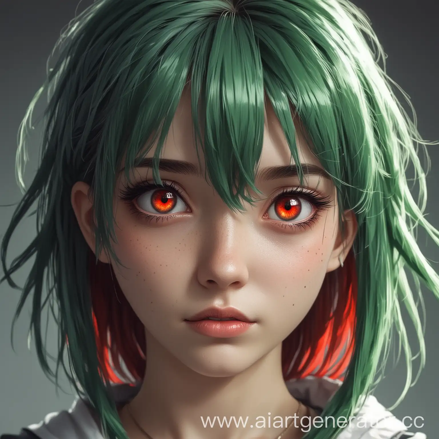 Anime-Girl-with-Red-Eyes-and-Green-Hair-in-Straight-Stare