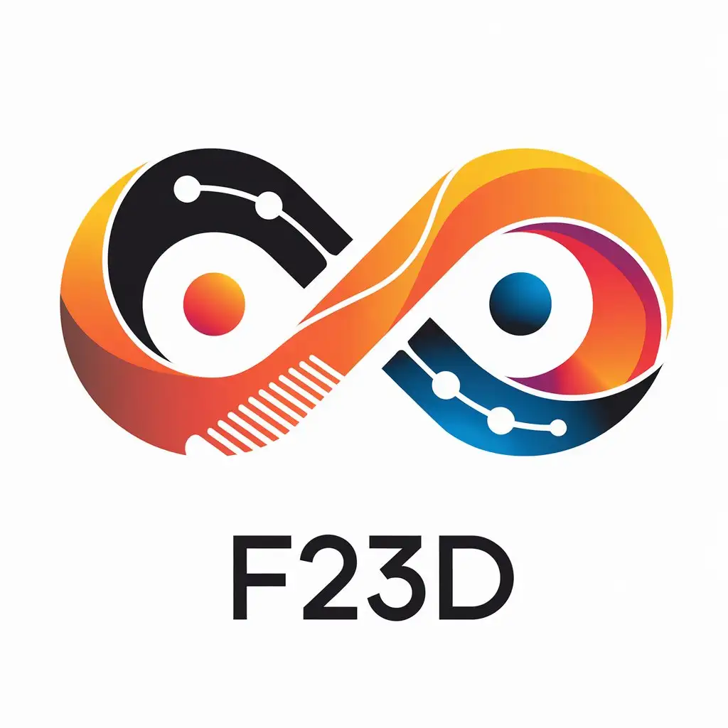 LOGO-Design-For-F23D-Modern-Infinity-Symbol-in-Orange-Black-Yellow-Blue-and-Red