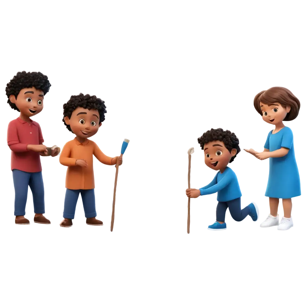 Blues-3D-PNG-Image-of-Children-Doing-Crafts-HighQuality-A4-Format