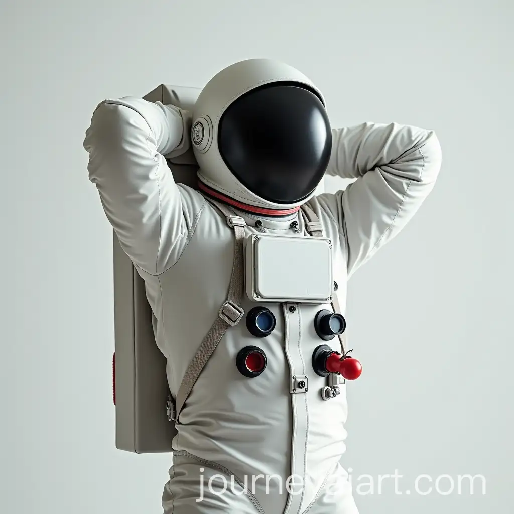 Astronaut-Relaxing-in-Spacesuit-with-Hands-Behind-Head-in-Minimalist-Style