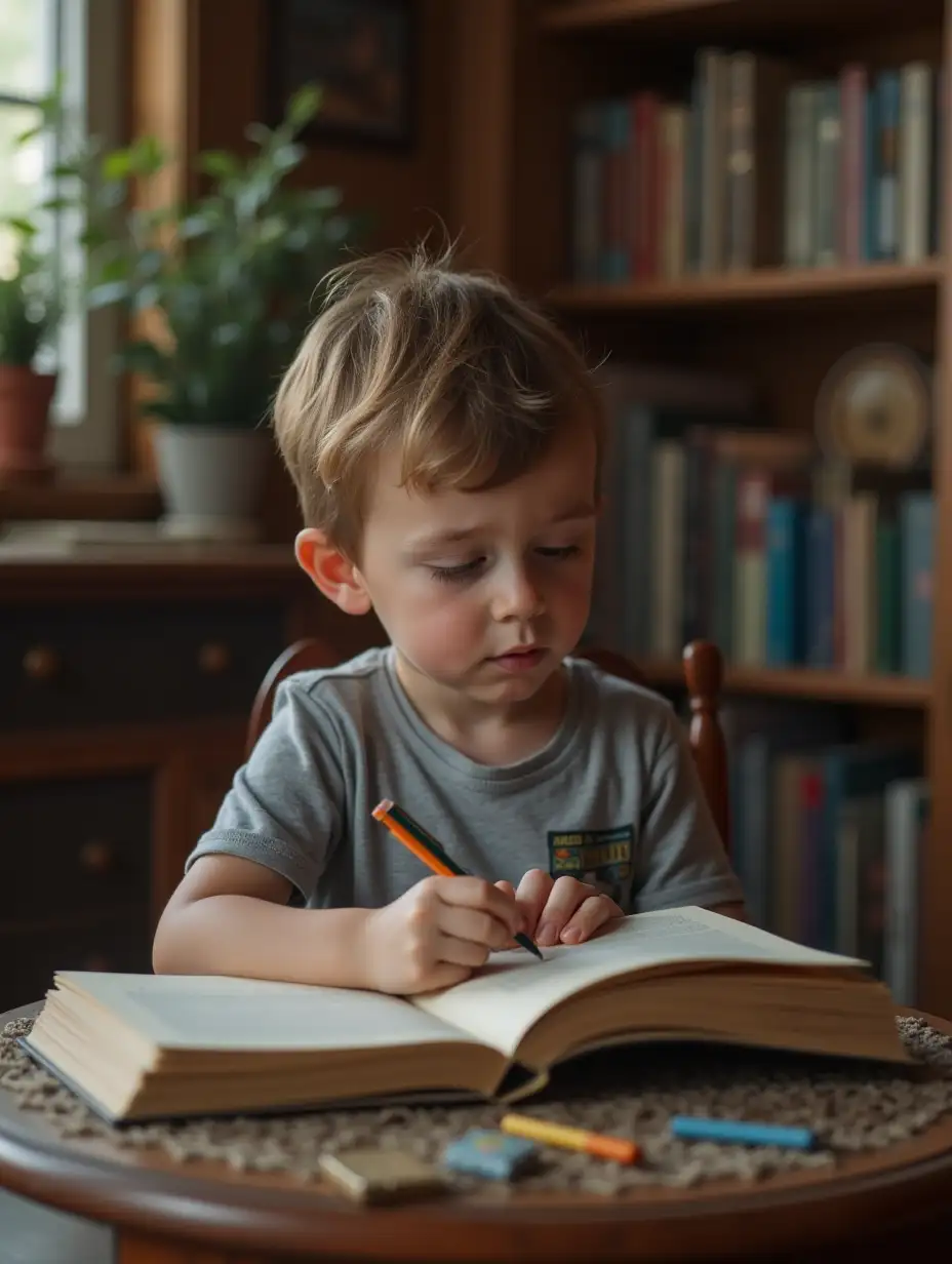 A boy studying with books and on youtube